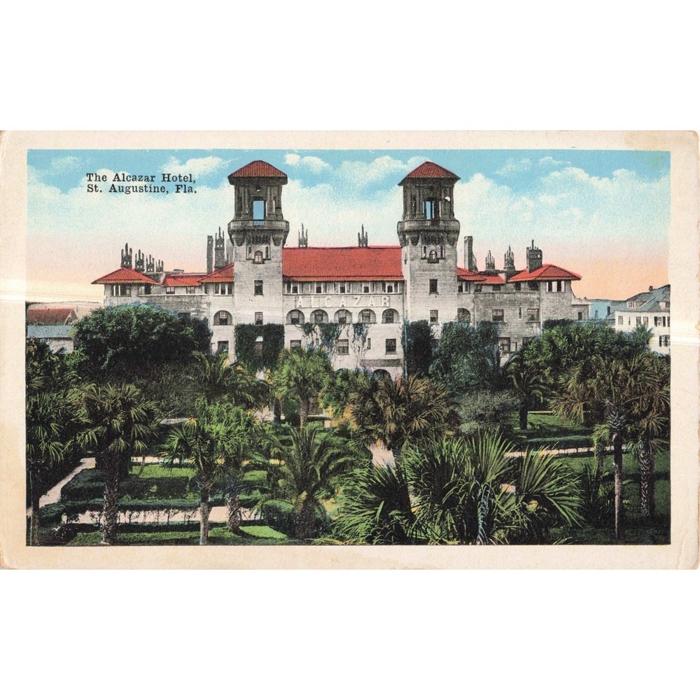Vintage 1910s Hotel Alcazar Postcard St. Augustine Florida FL Flagler Era